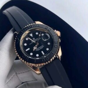 Rolex (Masterpiece) Rose Gold Yacht-Master – Black Dial – Oyster flex Strap