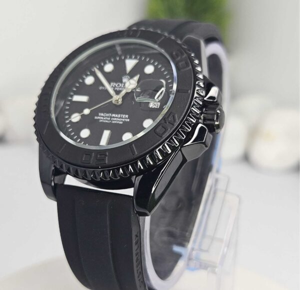 Rolex (Masterpiece) Black Yacht-Master – Black Dial – Oyster flex Strap - Image 6
