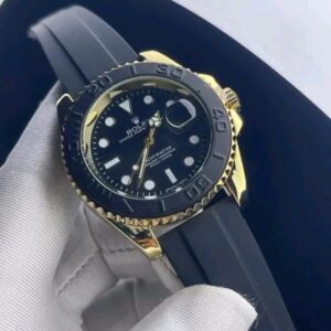 Rolex (Masterpiece) Golden Yacht-Master – Black Dial – Oyster flex Strap