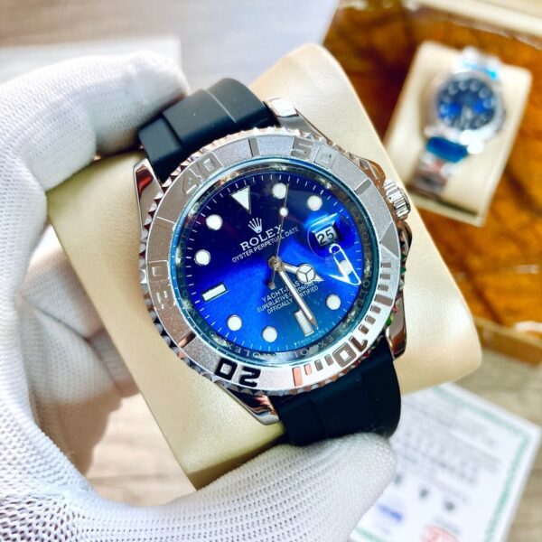 Rolex (Masterpiece) Blue Yacht-Master – Silver Dial – Oyster flex Strap