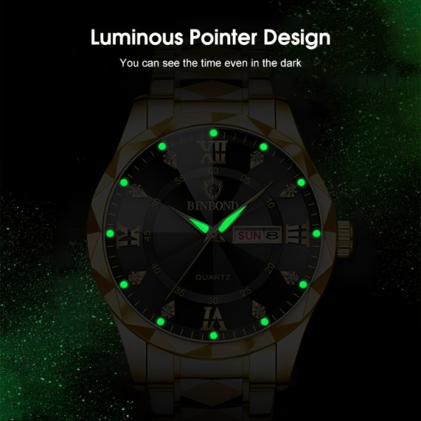 BINBOND 2521 Original Luxury Brand Luminous Quartz Watch For Men - Image 4