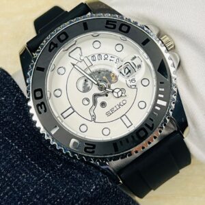 Seiko Premium Skeleton Dial Men's Watch – Elegant Silicone Strap Luxury Timepiece