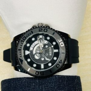 Seiko Premium Skeleton Dial Men's Watch – Elegant Silicone Strap Luxury Timepiece